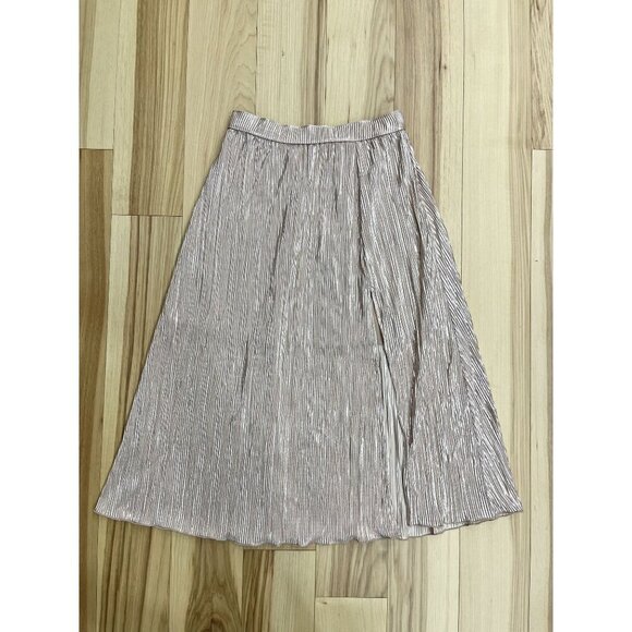 Abercrombie & Fitch NWT Gold Textured Midi Skirt XS Front Slit NEW - Picture 1 of 4
